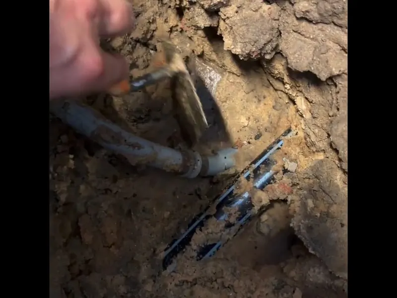 A sewer lateral or cleanout area is opened for repair and inspection near Cerritos, CA on Sewer Line Repair in Cerritos, CA